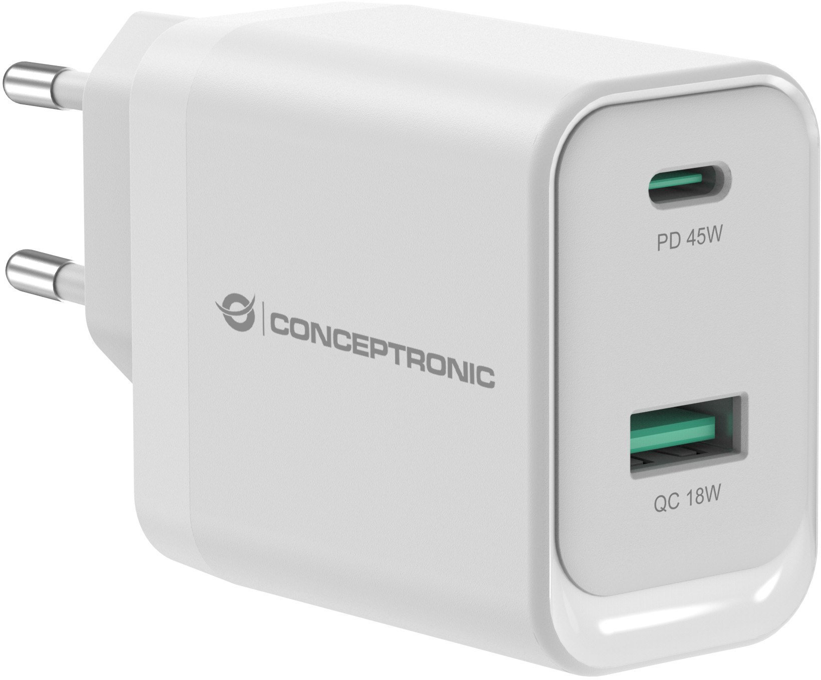 Conceptronic ALTHEA20W45 ładowarka do urządzeń przenośnych Uniwersalne Biały Prąd przemienny Szybkie ładowanie Wewnętrzna