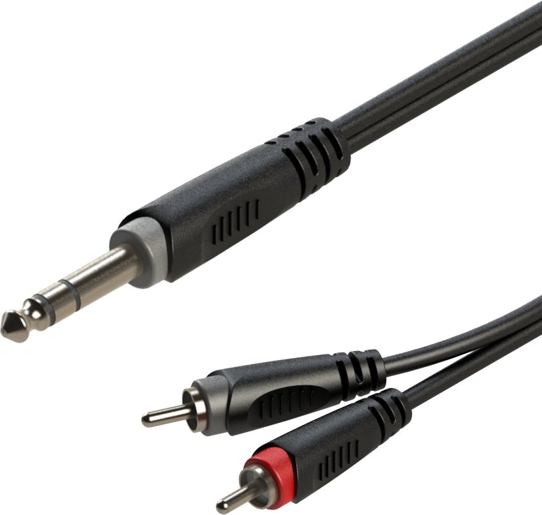 Kabel Roxtone Jack 6.3mm - RCA (Cinch) x2 1m czarny