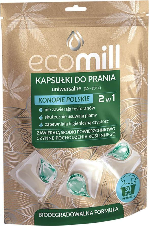 Mill Kapsułki do prania ECOMILL Konopie Polskie Uniwersalne 2w1 30 szt