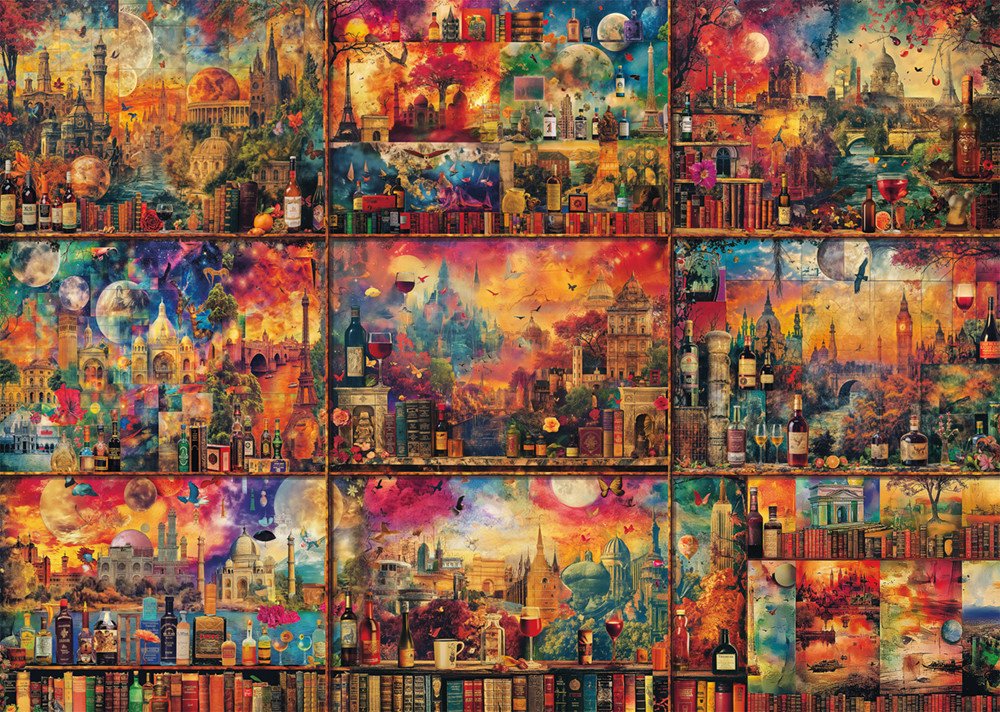 Puzzle PQ 2000 Podróże z książką i winem G3