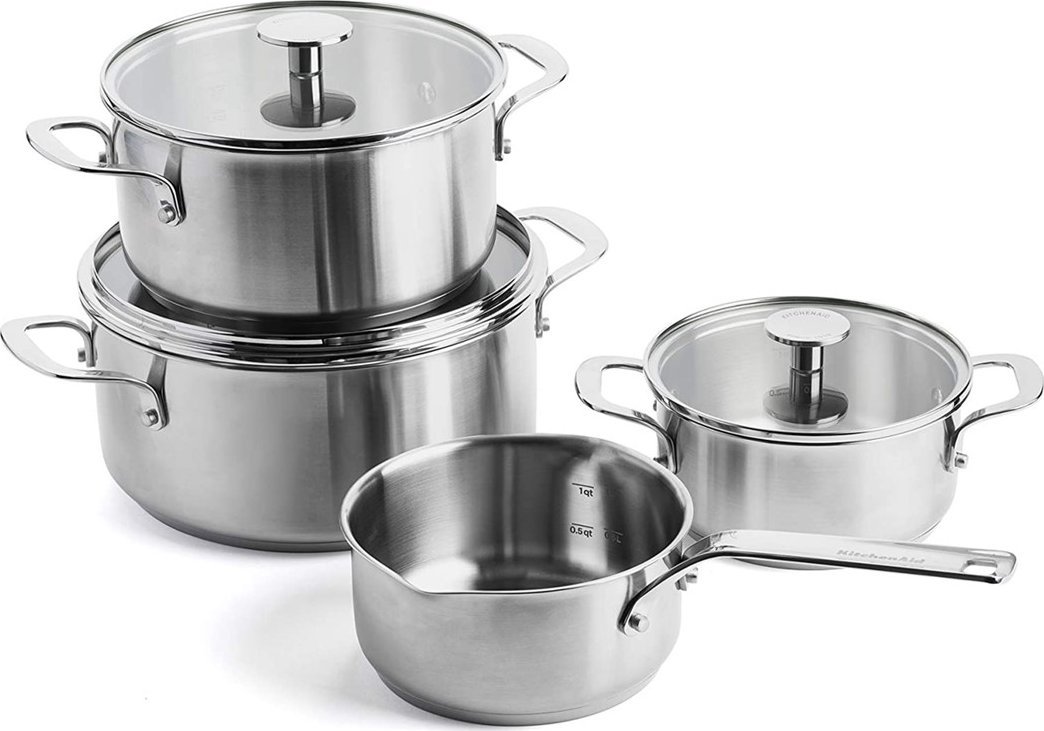 Zdjęcia - Garnek KitchenAid Zestaw garnków stalowych - 7 elementów / KitchenAi 