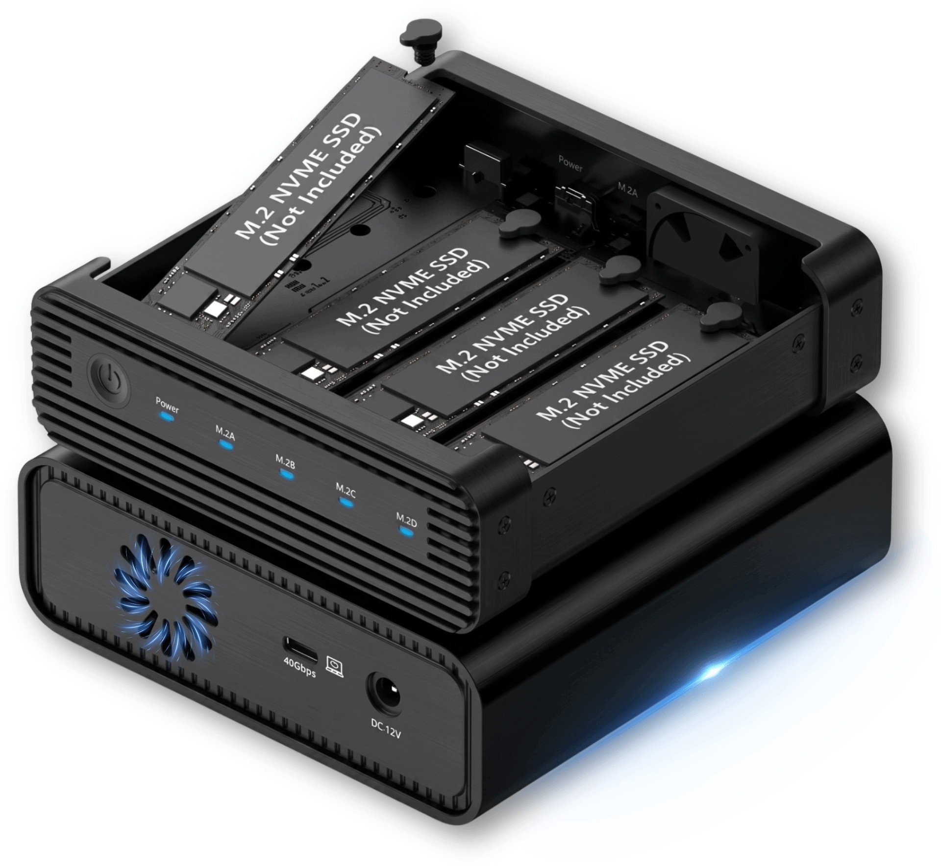 Kieszeń Reagle Na 4 dyski SSD M.2 NVME 40Gbps obudowa M2 wentylator macierz RAID