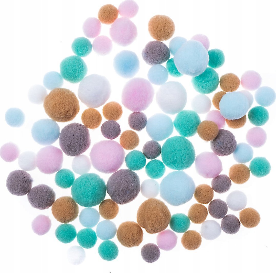 Stnux POMPONY PLUSZOWE, MIX FROSTY PASTELS, 90 SZT.