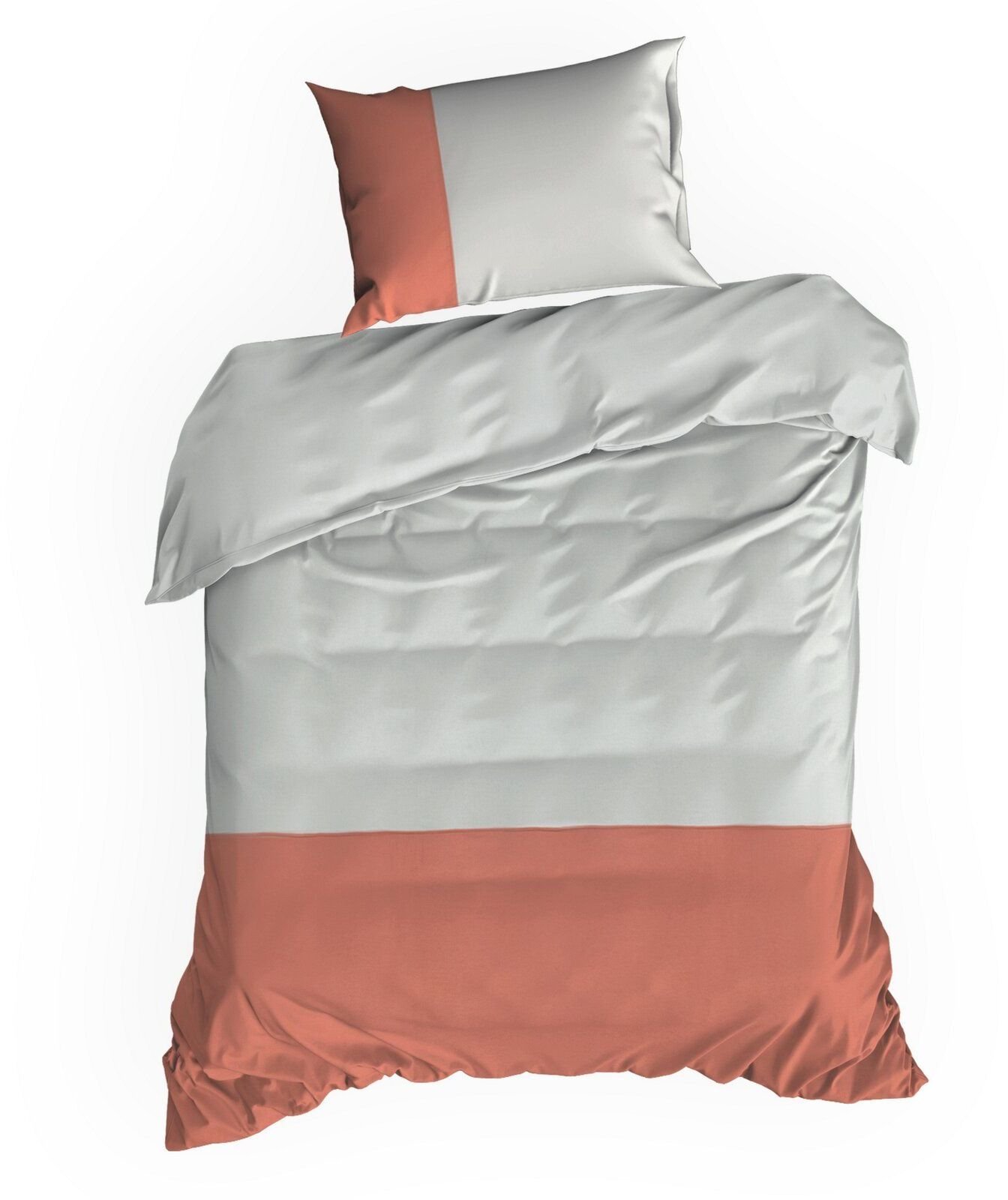Eurofirany Pościel bawełniana NOVA 140x200 + 70x90 cm biała ceglasta