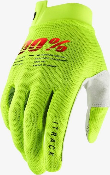 Zdjęcia - Rękawiczki rowerowe 100 Rękawiczki 100 ITRACK Glove fluo yellow roz. XXL (długość dłoni 209-21