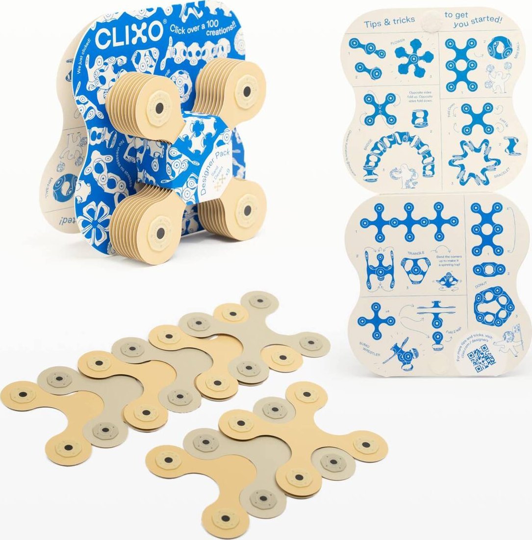 CLICFORMERS Klocki przestrzenne Clixo - Designer Pack - beżowo-szary - 9 el.