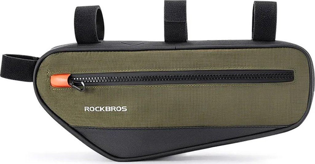 RockBros Torba rowerowa na ramę roweru z kieszenią boczną 1.7l - zielono-czarna ROCKBROS