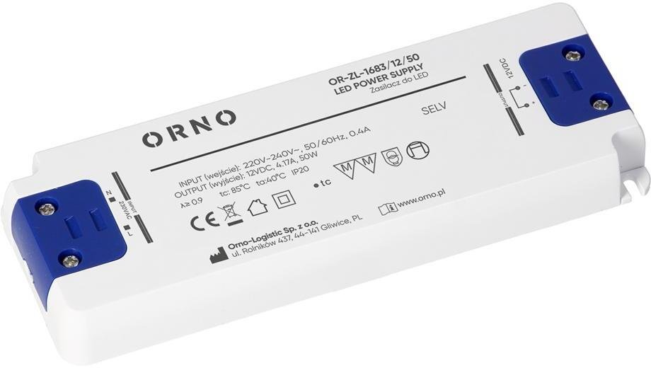 Orno Zasilacz LED płaski, 12V DC, 50W, IP20