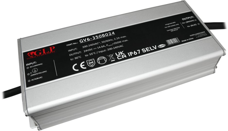 MPL Power Zasilacz LED 350W 24V 14,6A GLP IP67 z filtrem PFC (GV6-350B024)