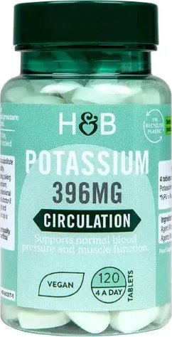 Holland & Barrett Holland & Barrett - Potassium, 396mg, 120 tabletek wegetariańskich