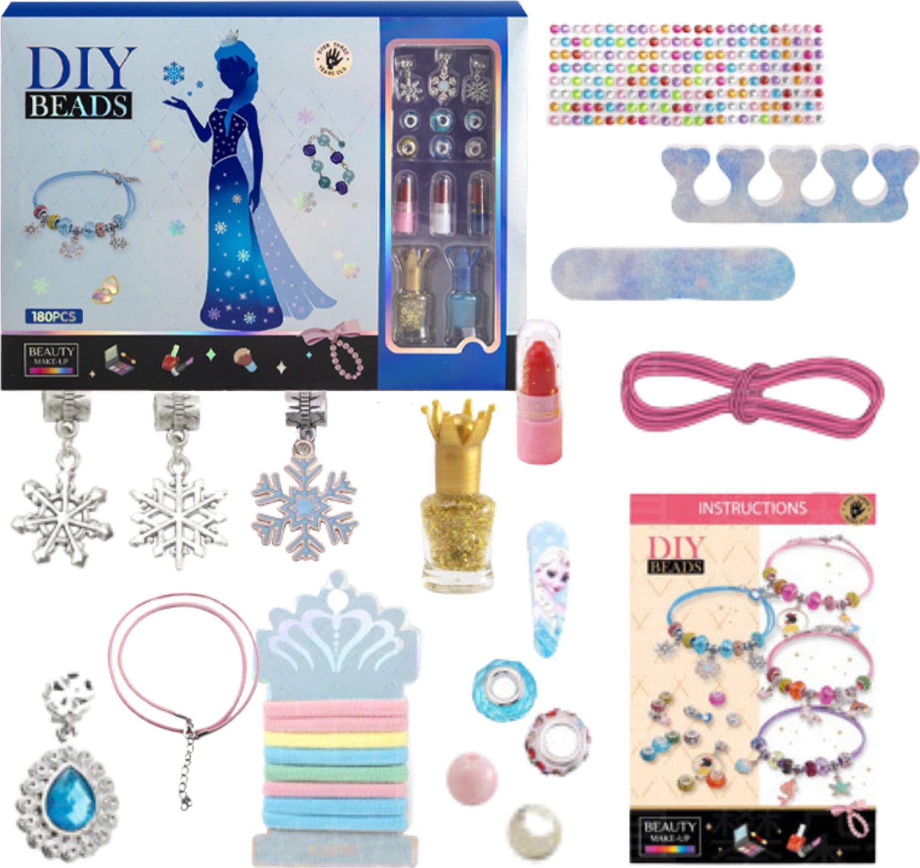 ProNice ZESTAW DO ROBIENIA BIŻUTERII BRANSOLETEK DIY KORALIKI CHARMS MAKEUP LAKIERY