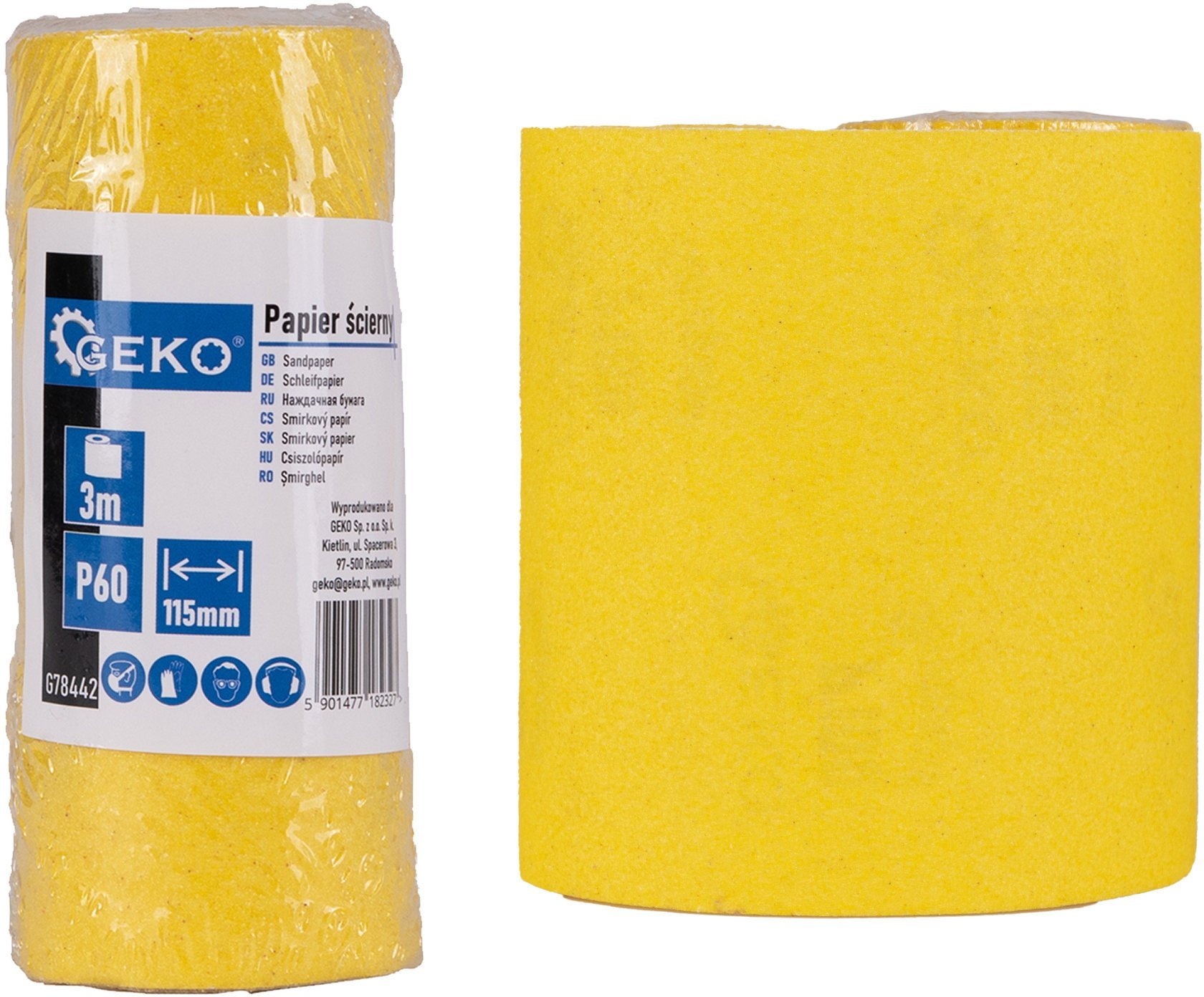 Geko Papier ścierny – rolka 115mm x 3m P60 (100)