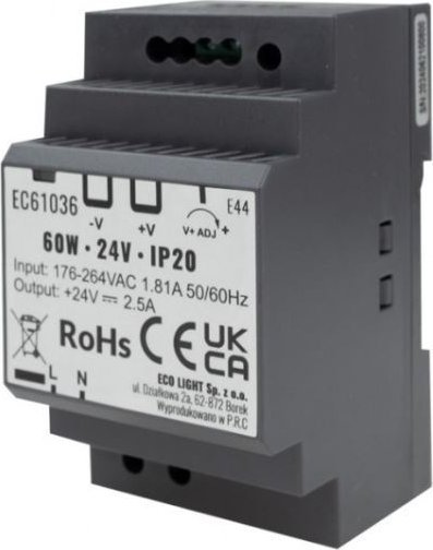 Ecolight Zasilacz Led Na Szynę Din 60W 24V Ip20 Premium Eco* Light Ec61036 Eco* Light