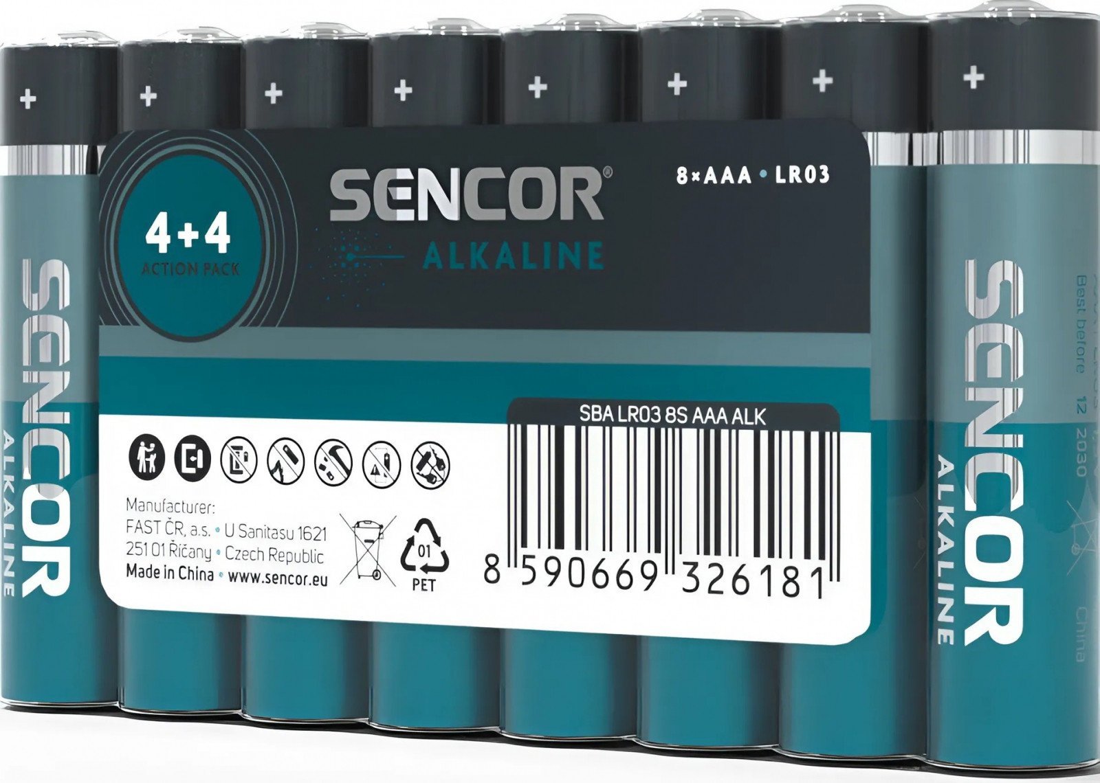 Sencor Bateria alkaliczna, AAA (LR03), AAA, 1.5V, , Folia, 8-pack