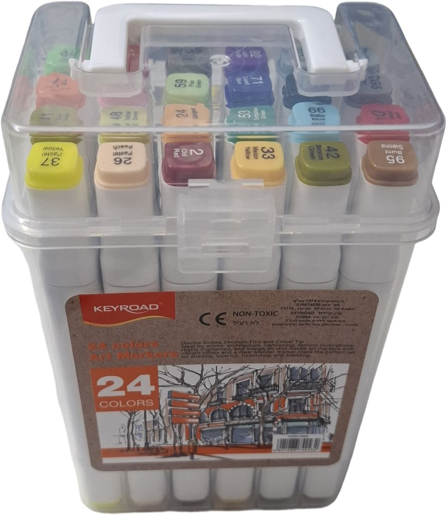 Keyroad Markery , dwustronne, 24 szt., plastikowe pudełko, mix kolorów (KR990261)