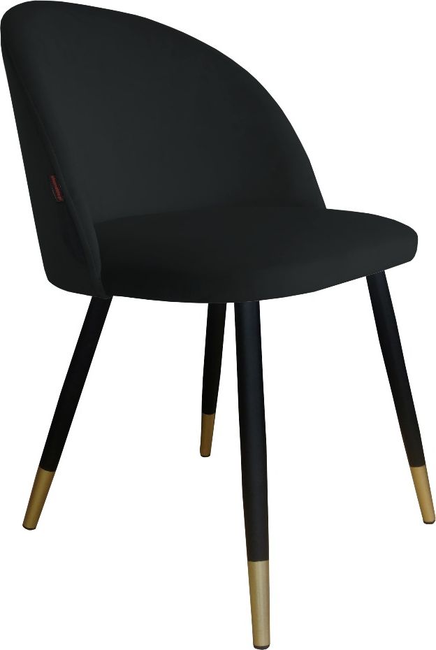 Atos Krzesło CLAUDINE 1 VELVET GOLD czarne w stylu glamour na metalowych nogach ATOS