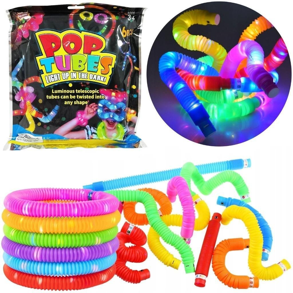 Trifox Rurki sensoryczne pop tube świecące 6szt