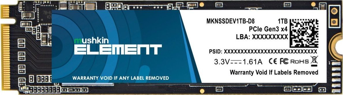 Dysk SSD Mushkin Element 1TB M.2 2280 PCI-E x4 Gen3 NVMe (MKNSSDEV1TB-D8)