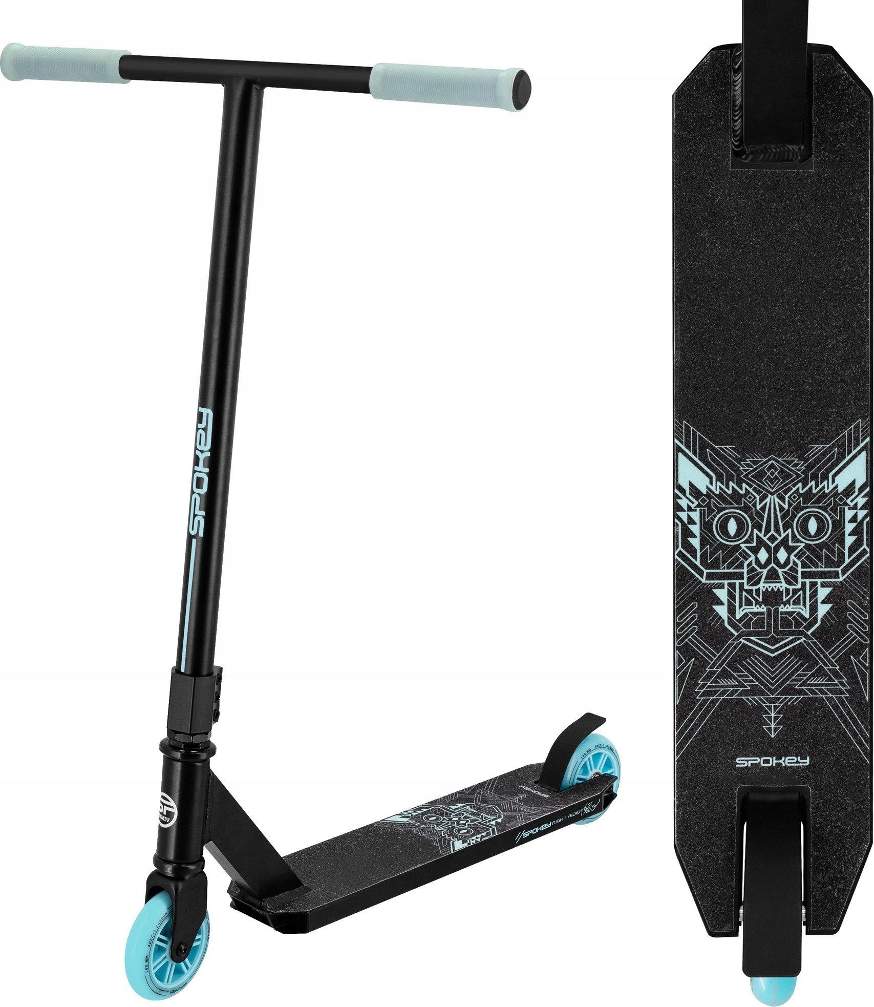 Hulajnoga Spokey Night Rider Czarny (Hulajnoga wyczynowa świecąca w ciemności Spokey NIGHT RIDER)
