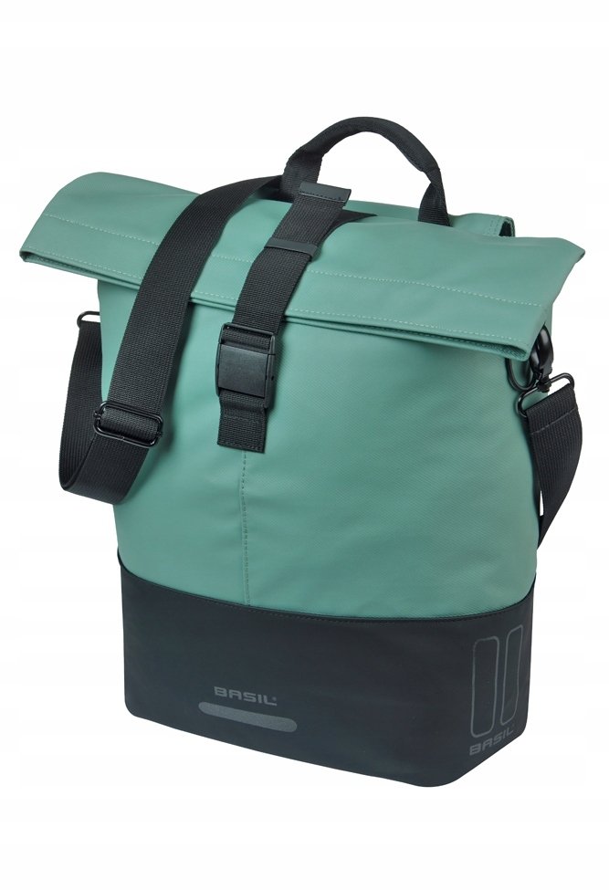 Basil Sakwa pojedyncza BASIL COVE BICYCLE SHOPPER 14-16L, MIK Hooks, silvergreen/black