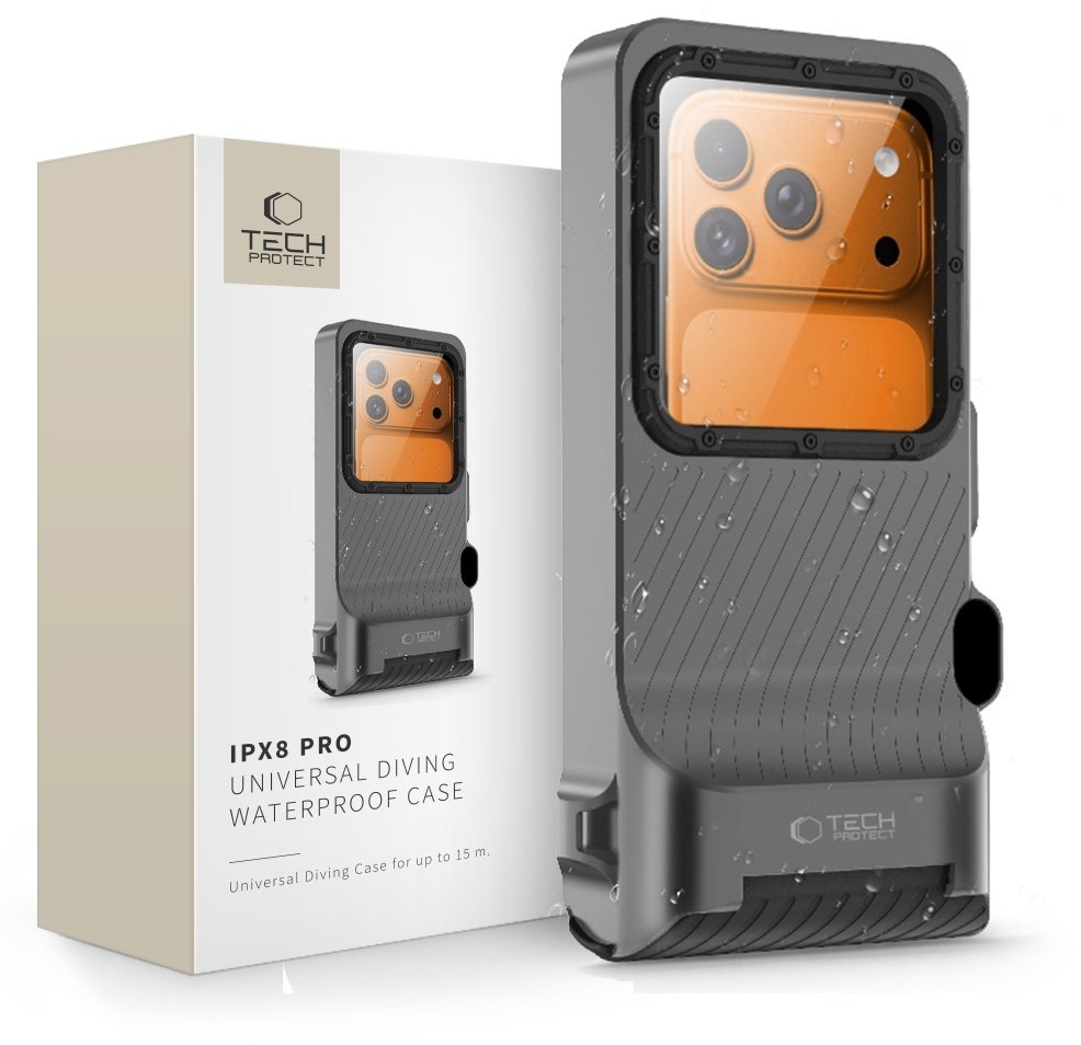TECH-PROTECT IPX8 PRO UNIVERSAL DIVING WATERPROOF CASE GREY/BLACK