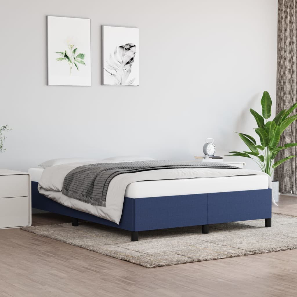 Фото - Ліжко VidaXL Rama łóżka, niebieska, 140 x 200 cm, obita tkaniną 