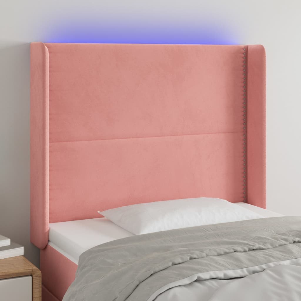 Zdjęcia - Pozostałe meble VidaXL Zagłówek do łóżka z LED, różowy, 83x16x118/128 cm, aksamit 