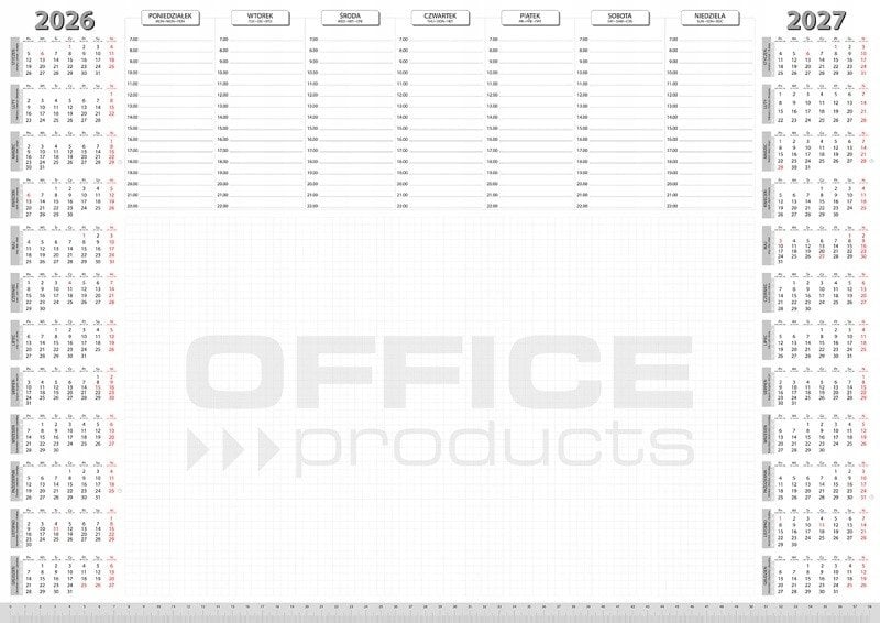 OfficeProducts Podkładka na biurko OFFICE PRODUCTS, planer 2026/2027, biuwar 594x420mm A2 ,52k., biała