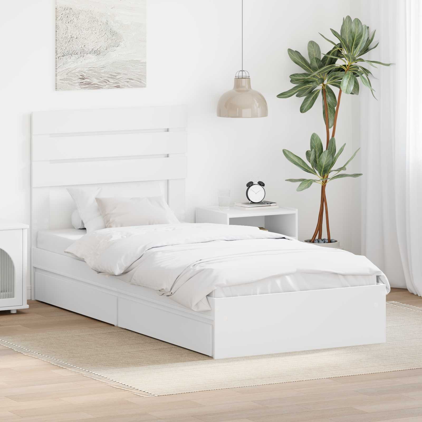 vidaXL Ramka łóżka Biały 75 x 190 cm Materiał drewnopochodny