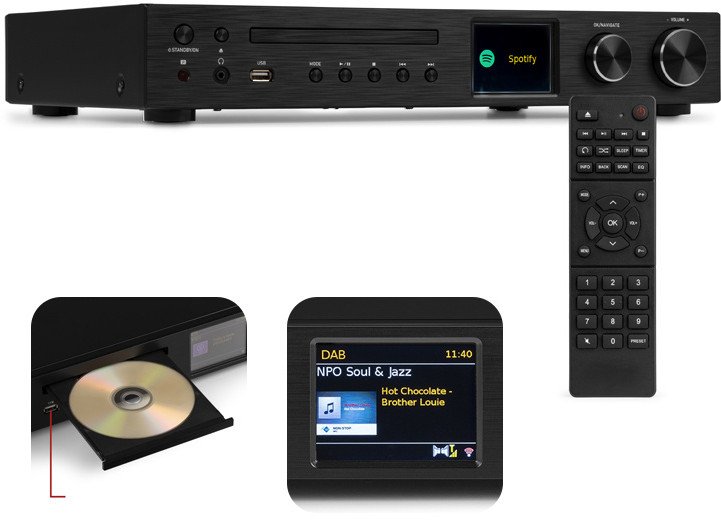 Radioodtwarzacz Audizio Radio internetowe DAB CD ze wzmacniaczem Bolzano one size