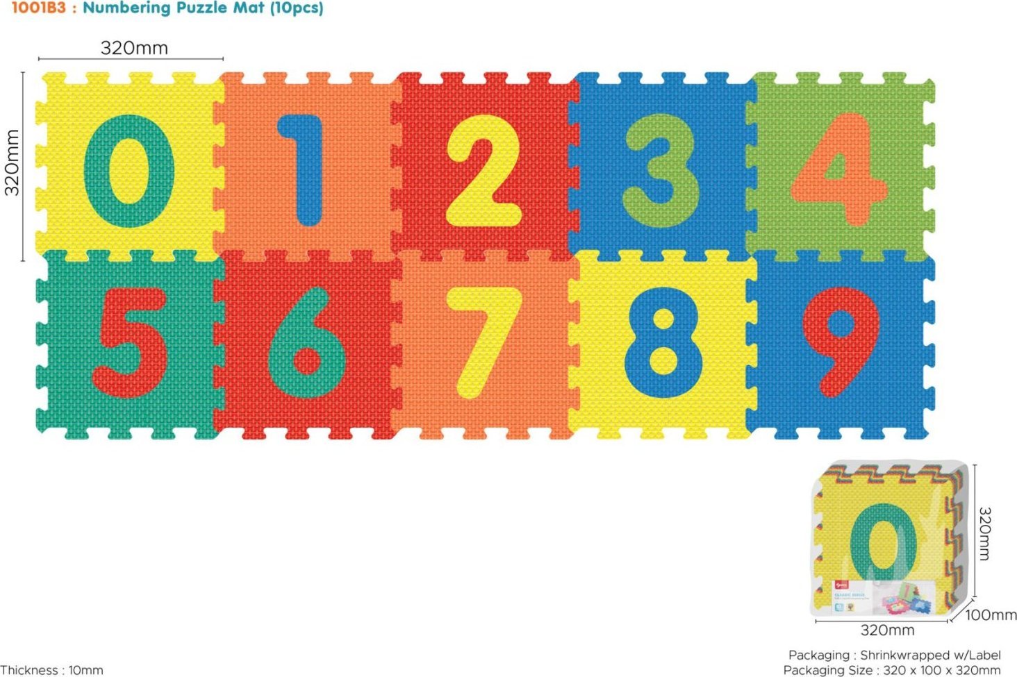 Mata z 10 Puzzli dla dzieci 10m+ Wyjmowane cyfry + Pianka EVA + Składanie figur