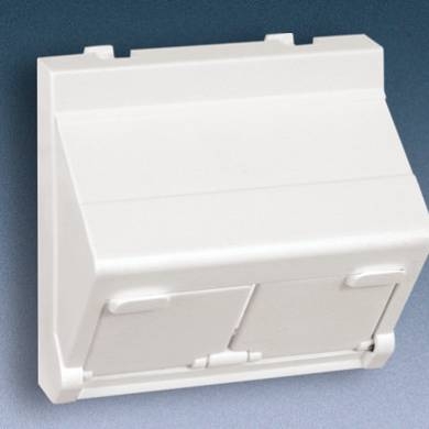 Kontakt-Simon Płytka K45 gniazda teleinformatycznego podwójnego 2xRJ skośna z przesłoną czysta biel - KB80/9