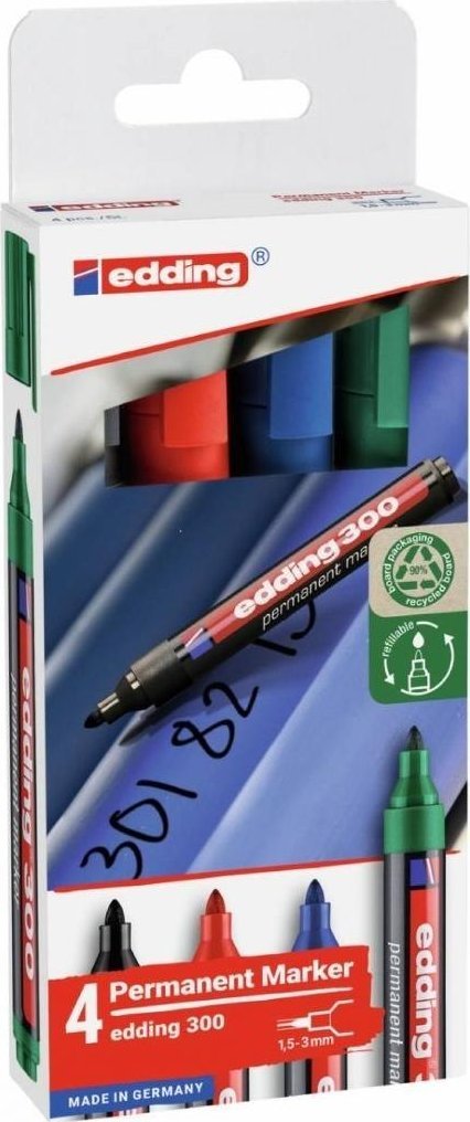 Edding Marker permanentny 1-5mm 4 kolory