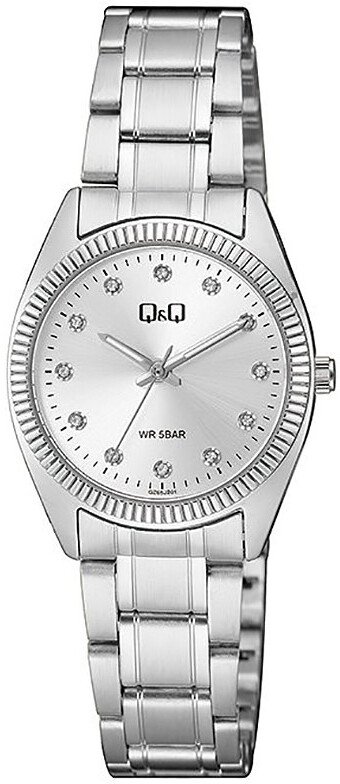Zegarek QQ Zegarek damski QQ QZ65-201 CYRKONIE srebrny