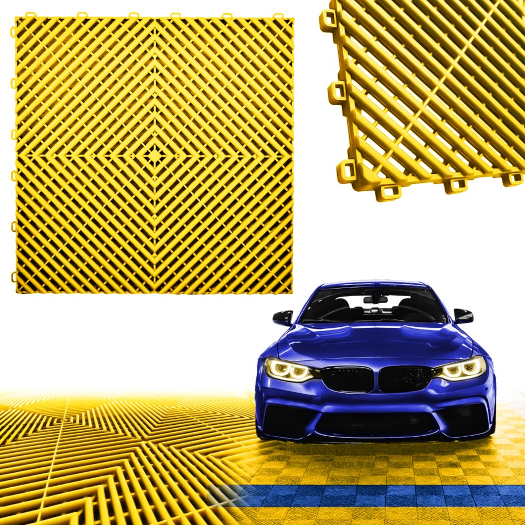 Kita Płytki puzzle do garażu podłoga modułowa warsztatu 40x40cm Heckermann Żółta