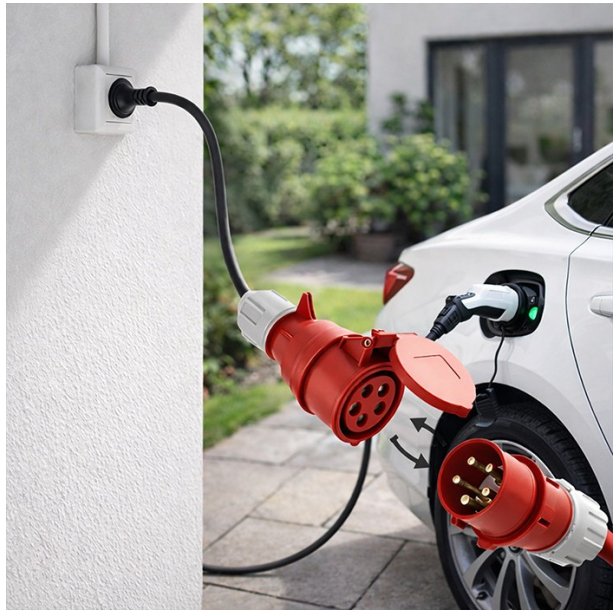 Qoltec Adapter siłowy do ładowarek EV | gniazdo CEE 32A 5P 400V na SCHUKO 230V | max 16A | 3.5kW