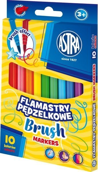 Astra Flamastry okrągłe pędzelkowe - 10 kolorów