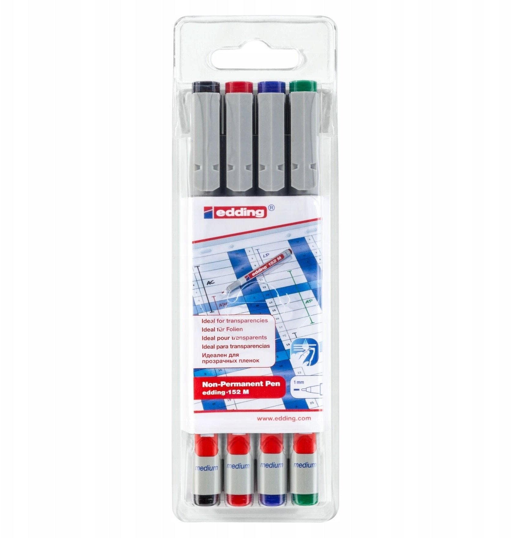 Edding edding 152 M non-permanent Folienstifte-Set 1.0 mm Mehrfarbig