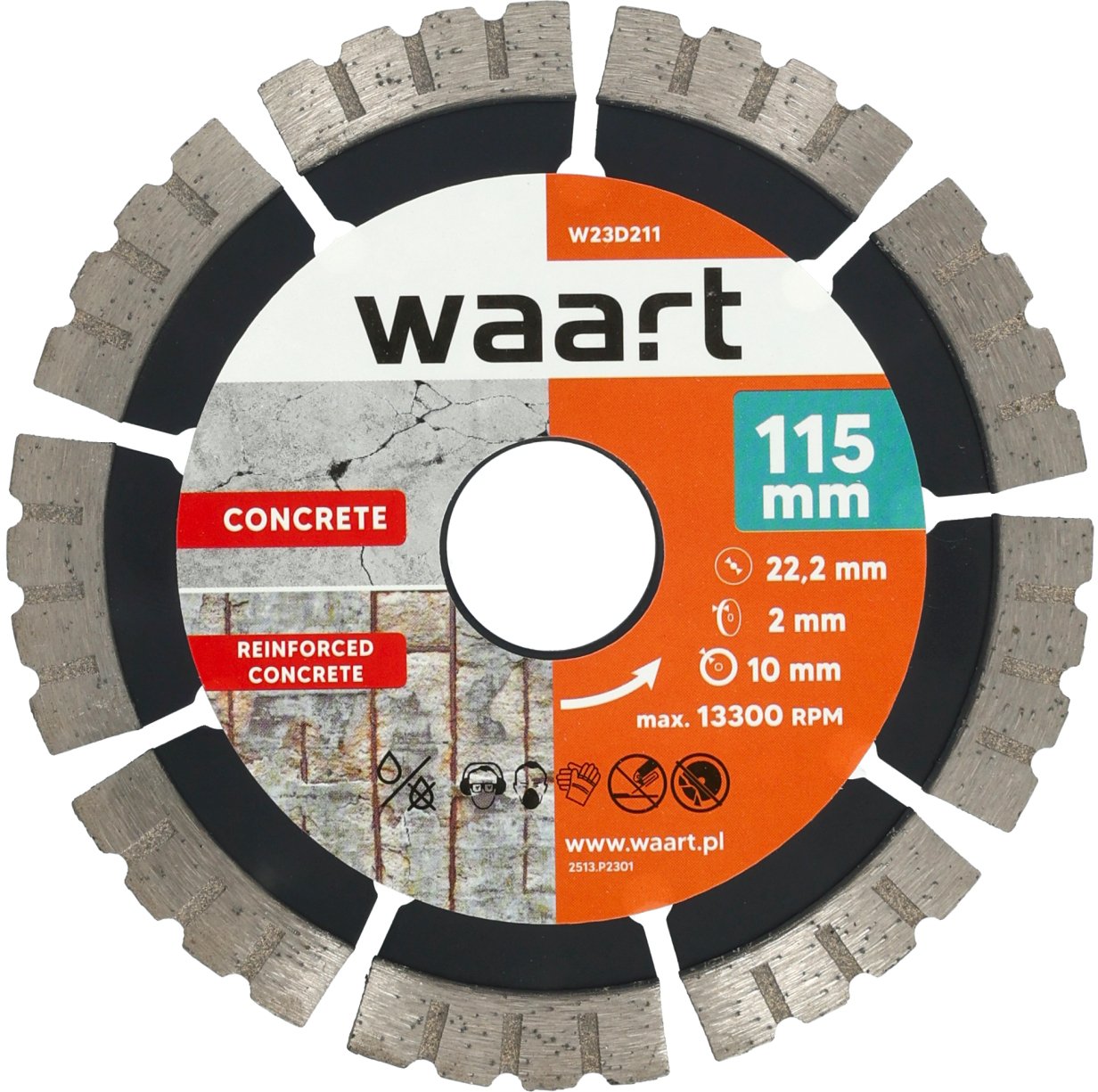 Waart WAART Tarcza diamentowa 115x22.2 Ku twarde materiały