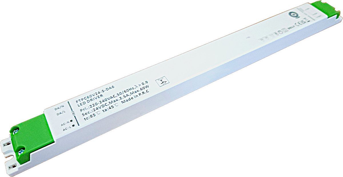 MPL Power zasilacz LED 12V/5A CV DALI Type 6, Push Dimming, linear plastic case
