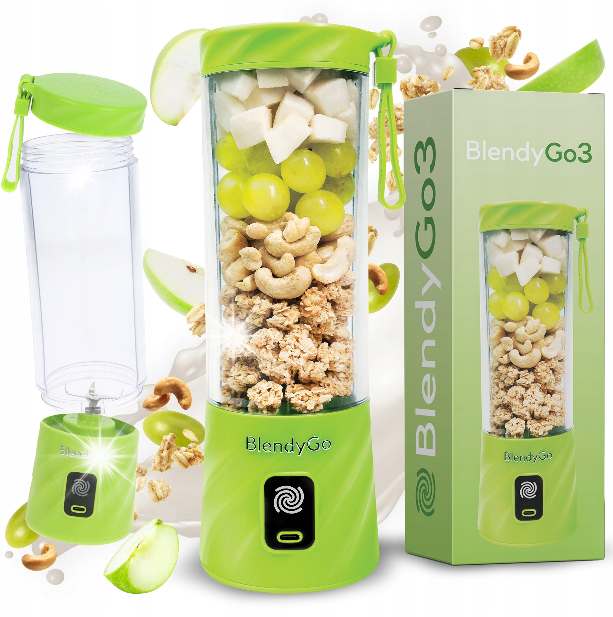 Blender kielichowy BlendyGo Blender kielichowy BlendyGo Mikser Mini kielichowy do smoothie 250W zielony