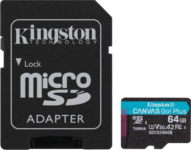 Karta Kingston Canvas Go! Plus MicroSDXC 64 GB Class 10 UHS-I/U3 A2 V30 (SDCG3/64GB)