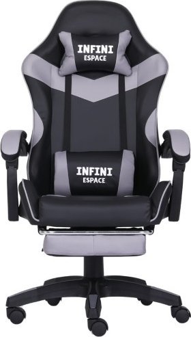 Fotel zenga.pl Fotel Gamingowy z podnóżkiem INFINI ESPACE Gray, regulacja oparcia