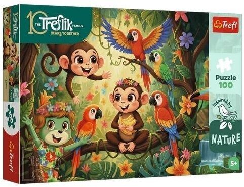 Trefl Puzzle 100 Rodzina Treflików Małpki i przyjaci