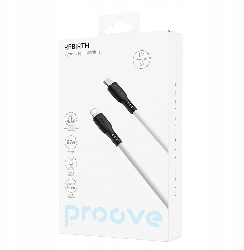Proove kabel Rebirth USB-C - Lightning 1m 27W biały