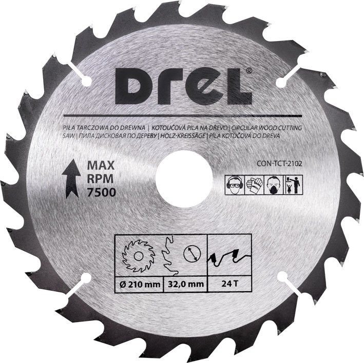 Drel DREL Piła Tarczowa Do Drewna 210mm 24T Do Szybkiego Rozkroju