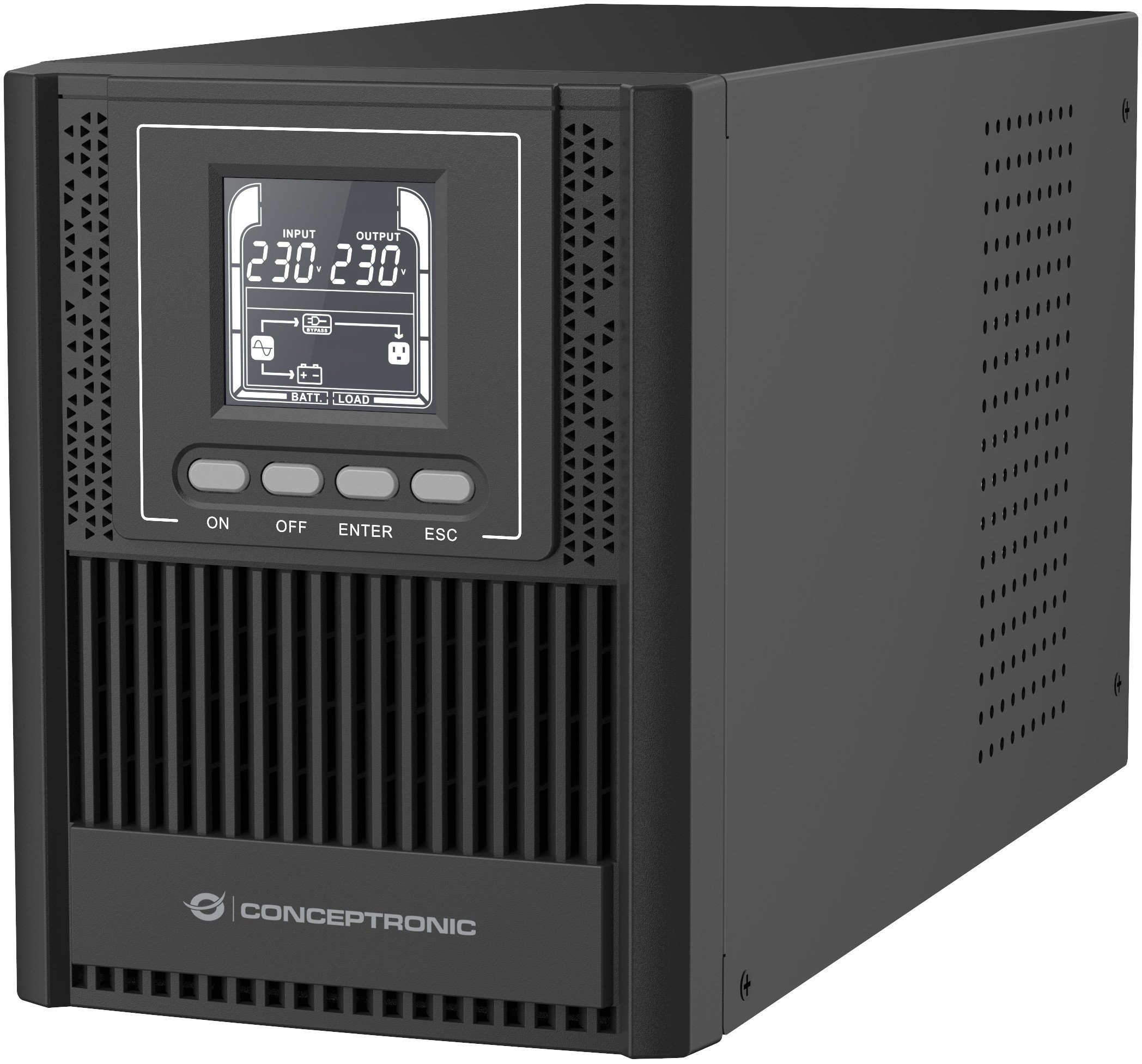 UPS Conceptronic ZEUS52ES1K zasilacz UPS Podwójnej konwersji (online) 1 kVA 900 W 3 x gniazdo sieciowe