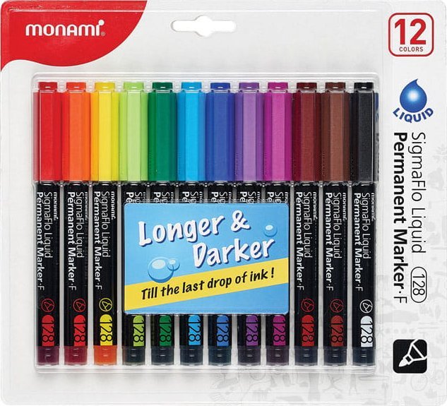 Mon Ami Marker Permanentny Sigmaflo F 128 Zestaw 12 Kolorów