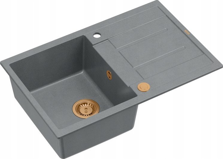 Zlewozmywak GraniteQ MORGAN 111 zlewozmywak silver stone z syfonem Push To Open 1-komorowy z/o / ele...