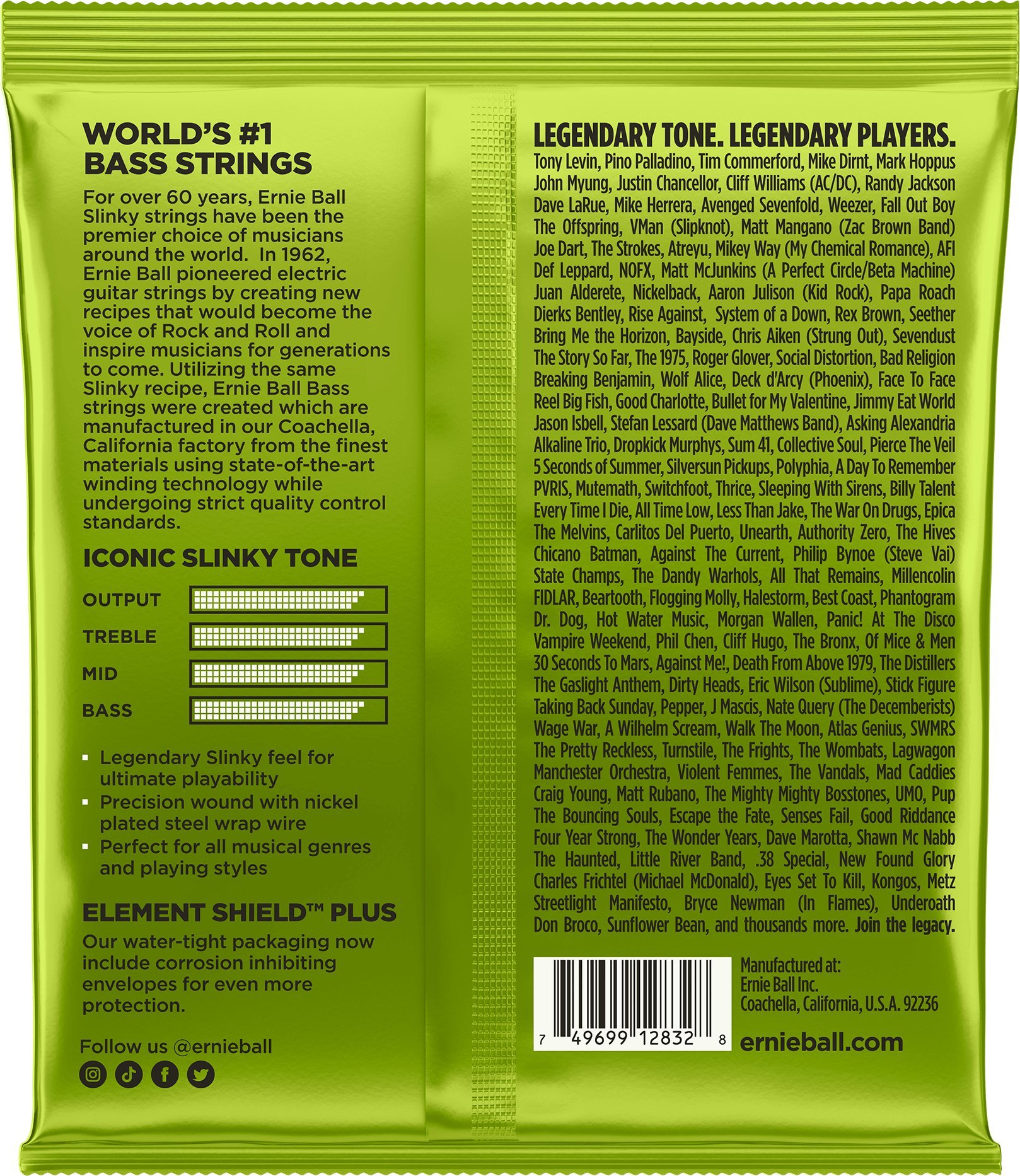 ERNIE BALL Struny do gitary basowej basu 2832